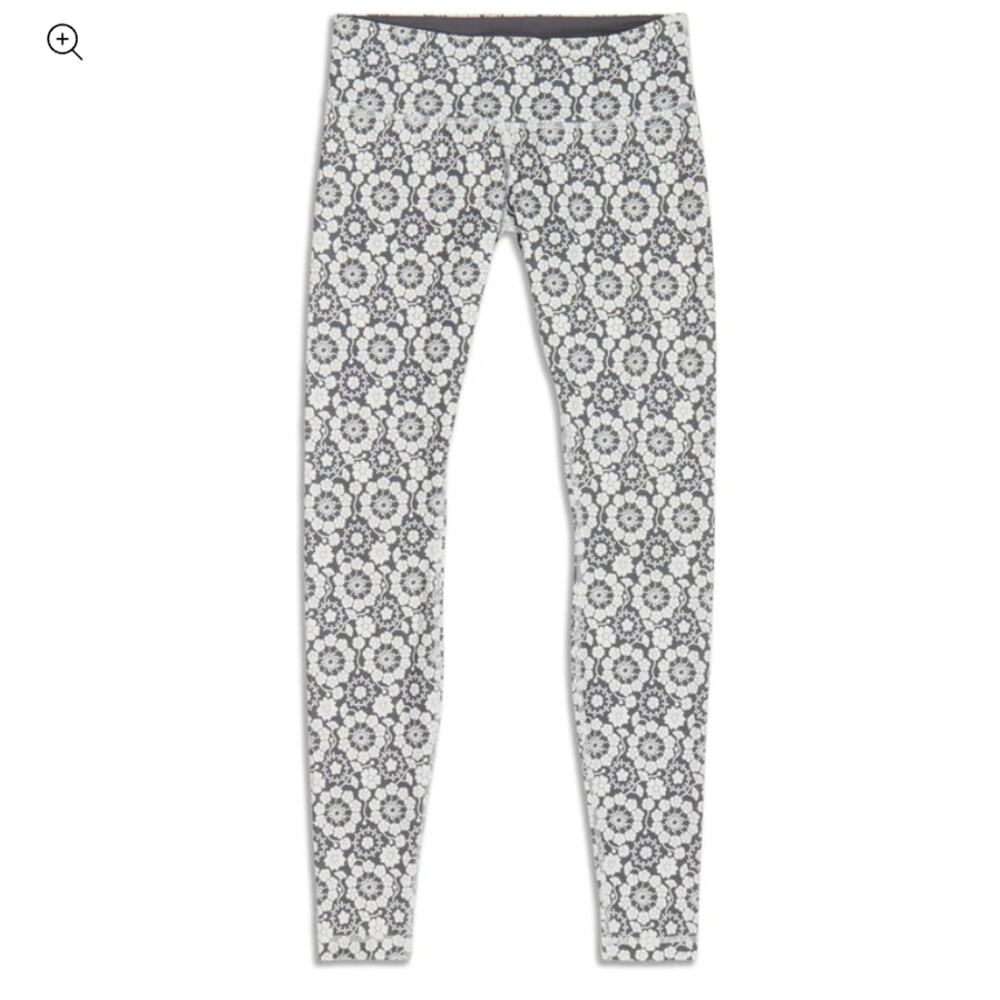 Lululemon Wunder Under Long Twiggy Printed Nimbus/Soot Light 4 Tall Inseam